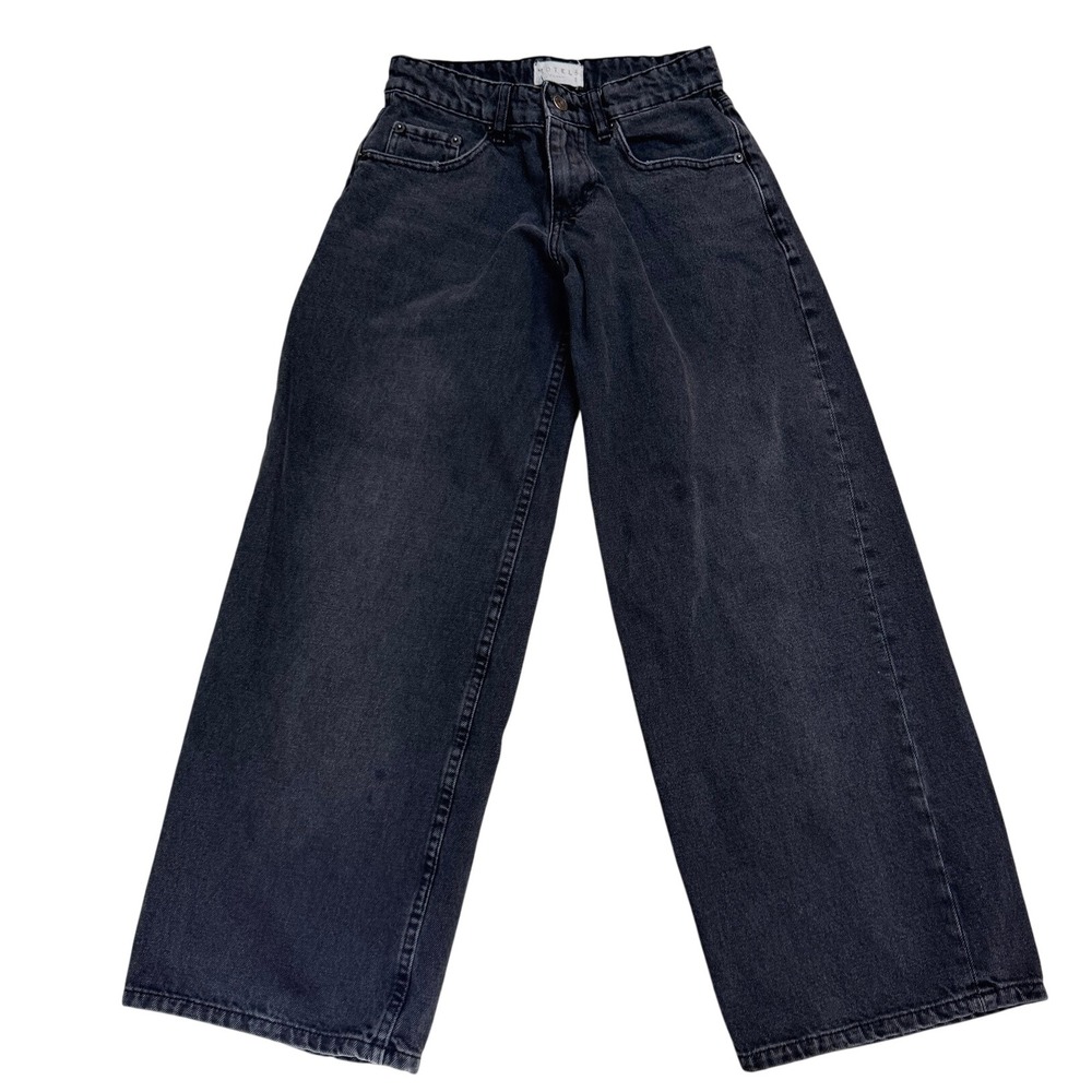 Motel Rocks Wide Leg Jeans Washed Black Gray Denim Wide Leg Baggy Pants